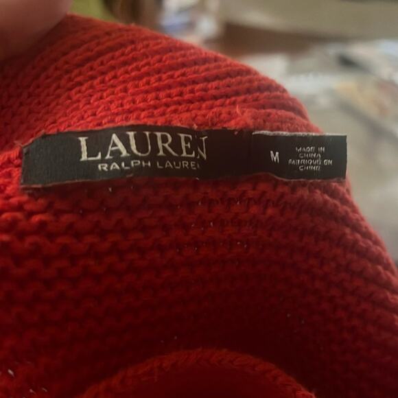LAUREN RALPH LAUREN boat neck large knit sweater M preppy - Picture 2 of 5